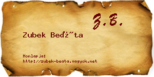 Zubek Beáta névjegykártya