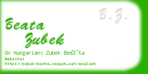 beata zubek business card